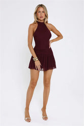 Sundown Soul Halter Midnight Blossoms Mini Dress Plum