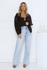 Spinning Pretty Faux Leather Jacket Black