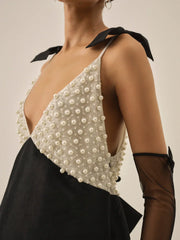 Pearly Bow Mini Dress