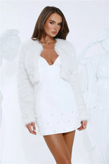 St Moritz Soirée Faux Fur Cropped Jacket Cream