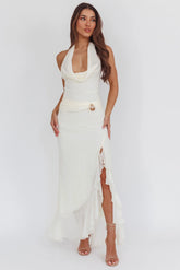 Logen Cowl Halterneck Maxi Dress Eggshell