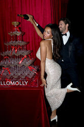 Shimmer Season Halter Sequin Maxi Dress Silver