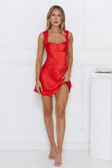 Exotic Flair Satin Mini Dress Red