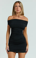 James Mini Dress - Jersey Cut Out Back Bodycon Dress in Black