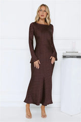 Girlfriend Energy Polka Dot Satin Maxi Dress Burgundy