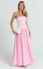 Cheyenne Maxi Dress - Strapless A Line Dress in Pink