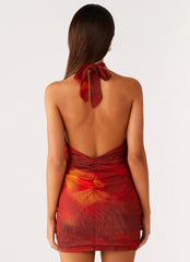 Midnight Ember Mini Dress - Scarlet Blur