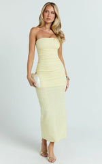 Kayrene Maxi Dress - Strapless Bodycon Dress in Butter Yellow