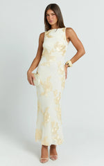 Freya Maxi Dress - Boat Neck Backless Dress in Yellow