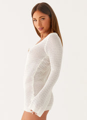 Ocean Drift Long Sleeve Mini Dress - Ivory