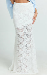 Kamille Maxi Skirt - Lace Mermaid Hem Skirt in White