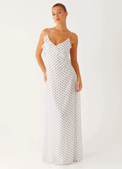Harri Maxi Dress - White Polka Dot