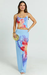 Lilly Maxi Skirt - Mesh Low Waist Skirt in Electric Orchid