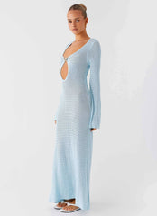 Seascape Chochet Maxi Dress - Blue