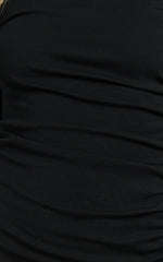 Carla Mini Dress - Rolled High Neck Bodycon Dress in Black