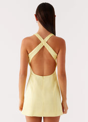 Freefall Satin Mini Dress - Yellow