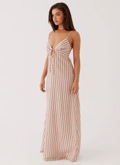Flora Linen Maxi Dress - Passionfruit Stripe