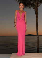 Pure Heart Cowl Maxi Dress - Fuchsia