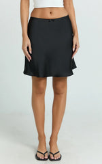 Risa Mini Skirt - High Waisted Bias Cut Skirt in Black