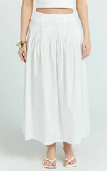 Auburn Maxi Skirt - Poplin Pintucked A Line Skirt in Ivory