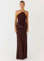 Pristin Cupro Maxi Dress - Cool Chocolate