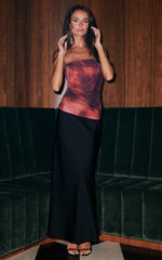 Amari Maxi Skirt - High Waisted Bias Cut Skirt in Black