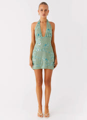 Monet Beaded Mini Dress - Mint