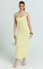 Ramirez Midi Dress - Scoop Neck Low Back Dress in Lemon