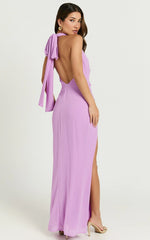 Nikki Maxi Dress - Halter Thigh Split Wrap Dress in Lilac