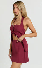 Elly Skirt - Tailored Mini Skirt in Wine