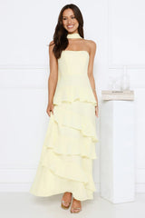Sunset Reverie Strapless Maxi Dress Yellow