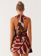 Heavy Hearted Linen Mini Dress - Cinnamon Palm