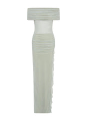 Nelly Off Shoulder Maxi Dress - Pistachio