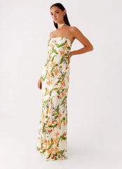 Damali Satin Maxi Dress - Floral Print