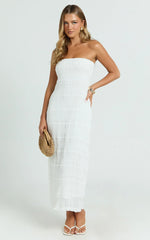 Jovi Maxi Dress - Ruched Column Dress in White