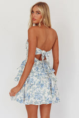 Like Me Tied Back Layered Mini Dress Floral Blue