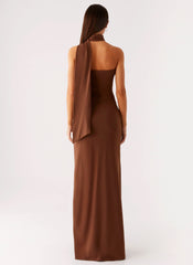 Olive Bloom Maxi Dress - Chocolate