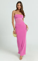Fatima Maxi Dress - Bodycon Strapless Dress in Fuchsia