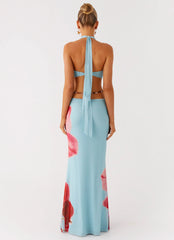 Time To Dance Maxi Dress - Turquoise Bloom