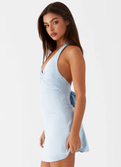Heavy Hearted Mini Dress - Blue