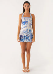 Garden Party Mini Dress - Serene Sky Floral