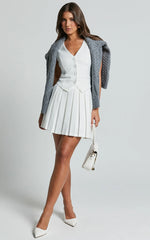 Harlee Mini Skirt - Pleated A line Skirt in White
