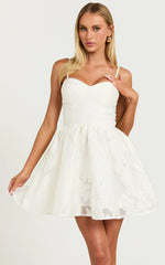Brailey Mini Dress - Sweetheart Bustier Dress in White Jacquard
