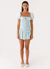 Yolene Mini Dress - Green Gingham