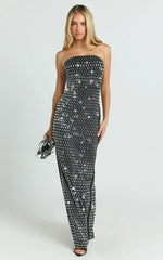 Joyce Maxi Dress - Heat Press Strapless Dress in Black