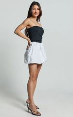 Abbey Mini Skirt - Bubble Hem Skirt in White
