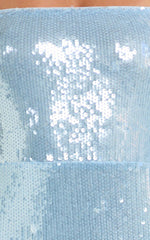 Belize Maxi Dress - Sequin Asymmetric Ruffle Split Bodycon Dress in Sky Blue