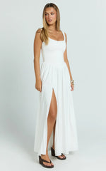 Gail Maxi Dress - Jersey Scoop Neck High Split Dress in White