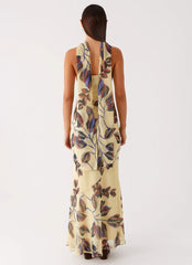 Under The Pagoda Maxi Dress - Buttercream Leaf Print