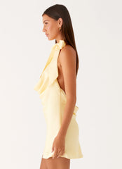 Cory Cowl Scarf Mini Dress - Sunny Yellow